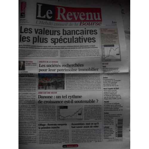 Le Revenu  N° 916 : Les Valeurs Bancaires Les Plus Spéculatives