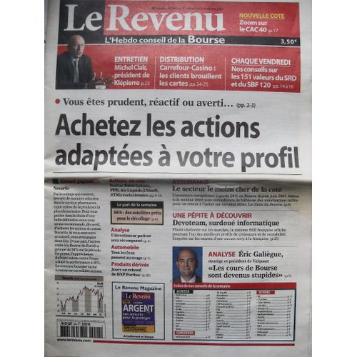 Le Revenu  N° 994 : Achetez Les Actions Adaptées À Votre Profil