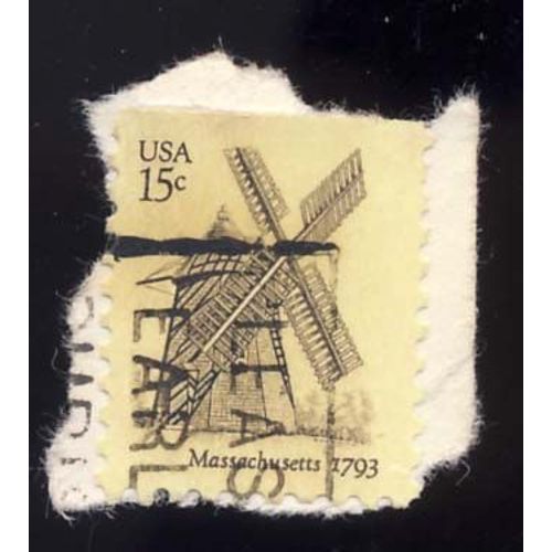 Timbre U S A, Massachusetts 1793, U S A 15 Cents, Oblitéré