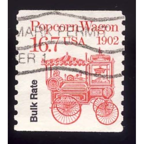 Timbre U S A, Popcorn Wagon 1902, Bulh Rate, U S A 16.7, Oblitéré