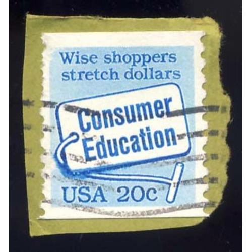 Timbre U S A, Wise Shoppers Stretch Dollars, Consumer Edusation, U S A 20 Cents, Oblitéré