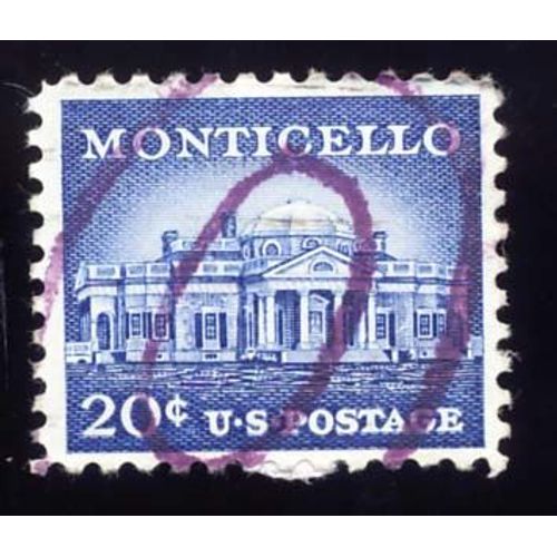 Timbre U S A, Monticello, U S Postage 20 Cents, Oblitéré