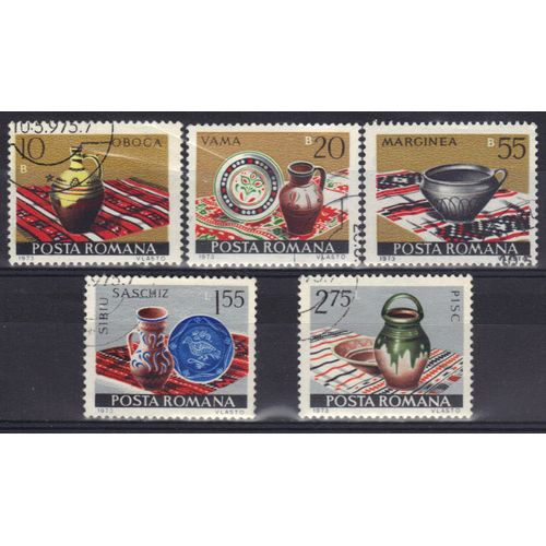 Roumanie 1973 : Céramiques - Série De 5 Timbres Oblitérés