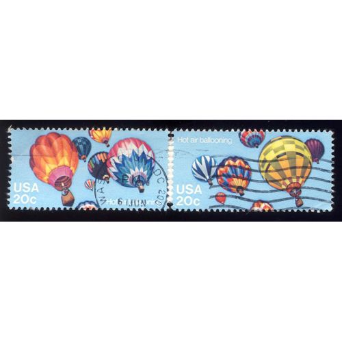 Timbre U S A, Hot Air Ballooning, U S A 20 Cents, Oblitéré