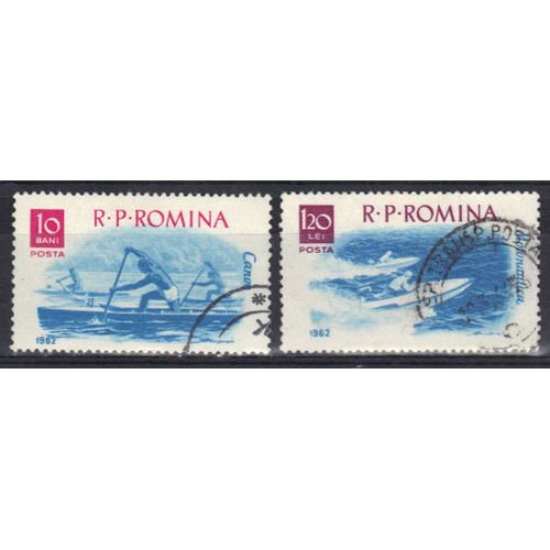 Roumanie 1962 : Sports Nautiques : Canoë / Hors-Bord - Série De 2 Timbres Oblitérés