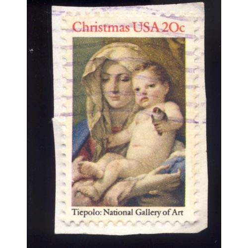 Timbre U S A, Tieppolo : National Gallery Of Art, Christmas U S A 20 Cents, Oblitéré