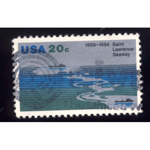 Timbre U S A, 1959-1984 Saint Lawrence Seeway, U S A 20 Cents, Oblitéré