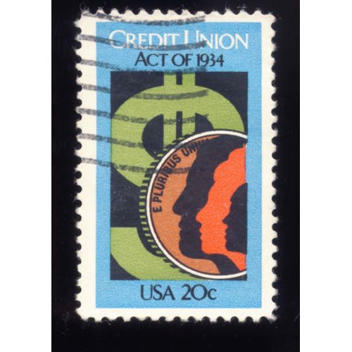 Timbre U S A, Credit In Ion Act Of 1934, U S A 20 Cents, Oblitéré