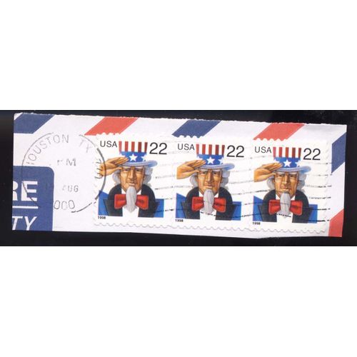 Timbre U S A, Oncle Sam, U S A 22 Cents, Oblitéré