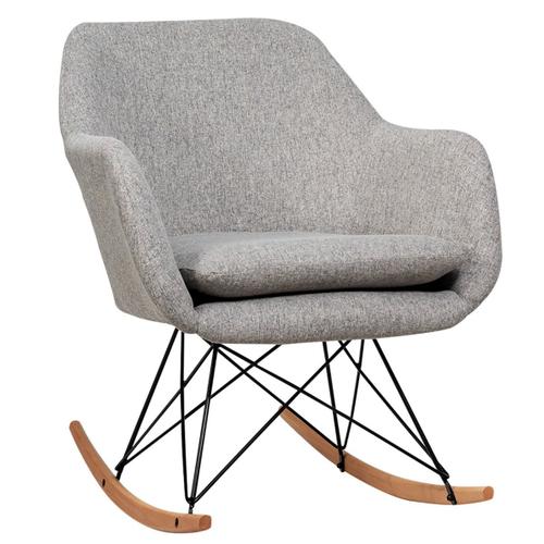 Chaise À Bascule D'appoint Chaise D'appoint À Bascule Dossier Ergonomique Haut Accoudoirs En Bois De Hêtre Massif Coussin De Siège Rembourré Gris Helloshop26 20_0002278