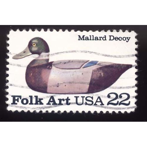 Timbre U S A, Folk Art Mallard Decoy, U S A 22 Cents, Oblitéré