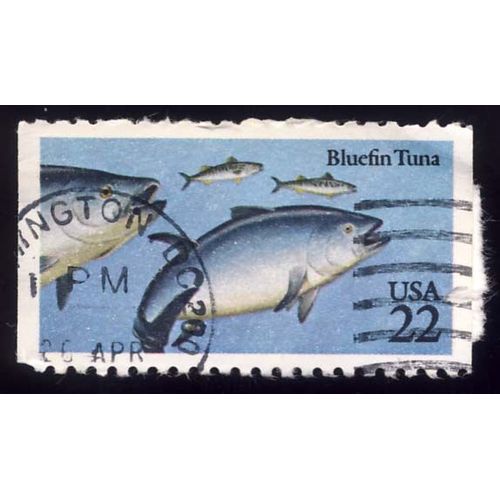 Timbre U S A, Bluefin Tuna, U S A 22 Cents, Oblitéré
