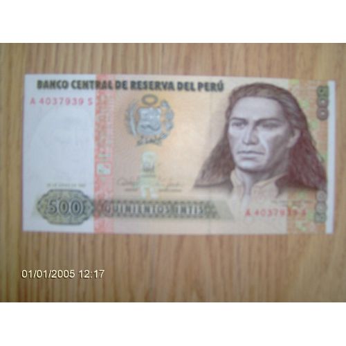 Billet De 500 Intis De La Banque Du Perou Annee 1987