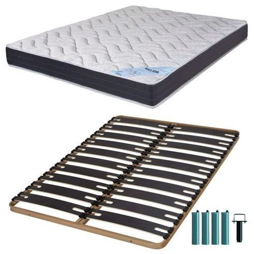 Matelas Mousse + Sommier Métal C310 160x200 Melior - Hauteur 20 Cm - Soutien Ferme