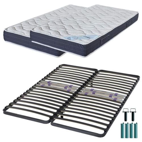 Matelas Mousse + Sommier Métal C223 160x200 Melior - Hauteur 20 Cm - Soutien Ferme
