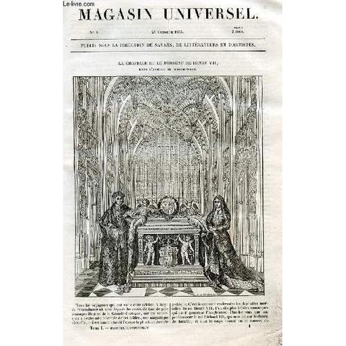 Le Magasin Universel - Tome Premier - Livraison N°01 - La Chapelle Et Le Tombeau De Henry Vii, Dans L'abbaye De Westminster.