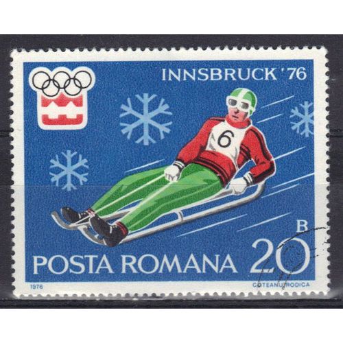Roumanie 1976 : 12è Jeux Olympiques D'hiver, À Innsbruck (Autriche) : Luge - Timbre Oblitéré