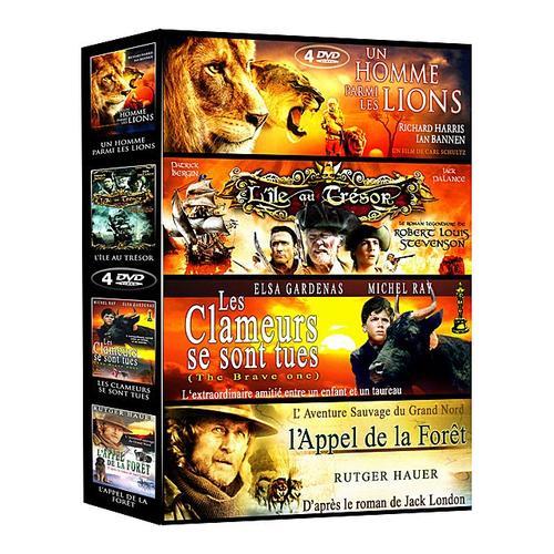 Classiques De La Littérature - Coffret 4 Films : Un Homme Parmi Les Lions + L'île Au Trésor + Les Clameurs Se Sont Tues + L'appel De La Forêt - Pack