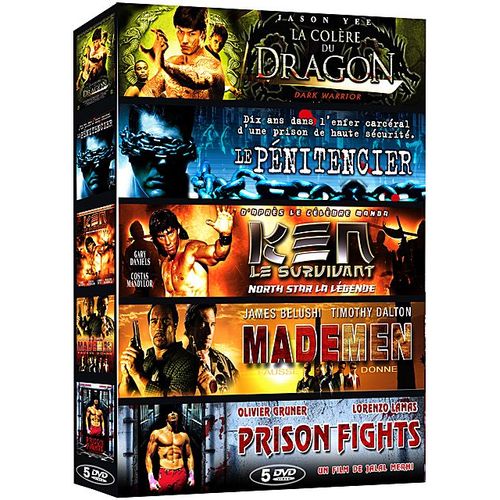 Action Aventure - Coffret 5 Films N° 3 : La Colère Du Dragon + Le Pénitencier + Ken Le Survivant + Made Men + Prison Fights - Pack