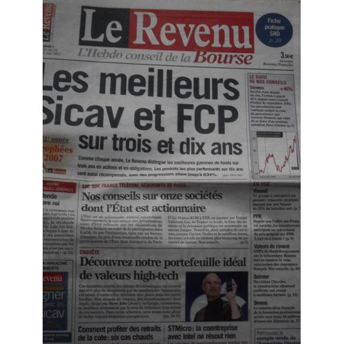 Le Revenu  N° 921 : Les Meilleurs Sicav Et Fcp
