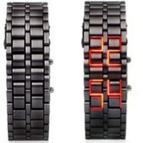 Montre Samourai Fashion Design Black Led Rouge
