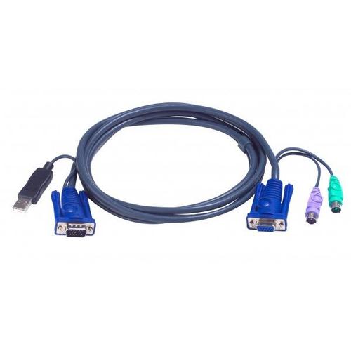 Roline - Câble clavier / vidéo / souris (KVM) - USB, HD-15 (VGA) (M) pour PS/2, HD-15 (VGA) - 1.8 m - vis moletées