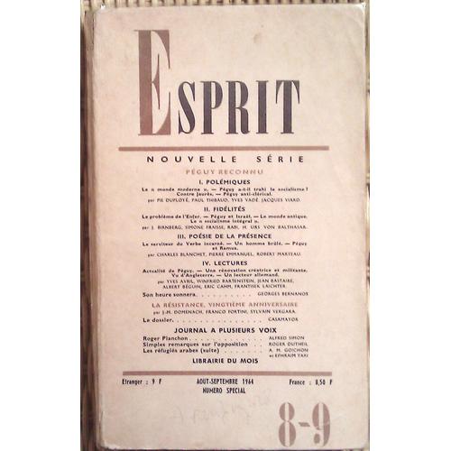 Esprit 8-9 Août-Septembre 1964 Peguy Reconnu