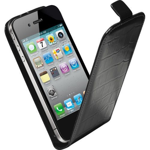 Etui Coque Noir Effet Croco Pour Iphone 4 Et 4s