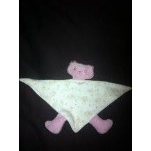 Doudou Plat Triangle Chat Rose Et Fleur