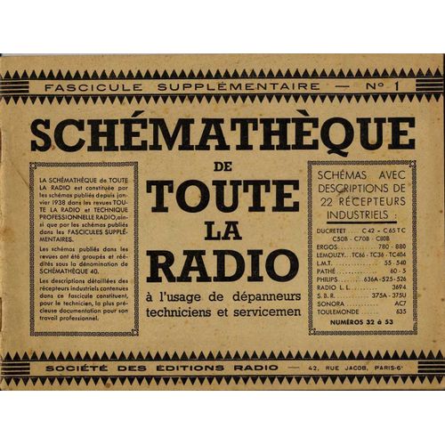 Schémathèque De Toute La Radio, Fascicule Supplémentaire N°1
