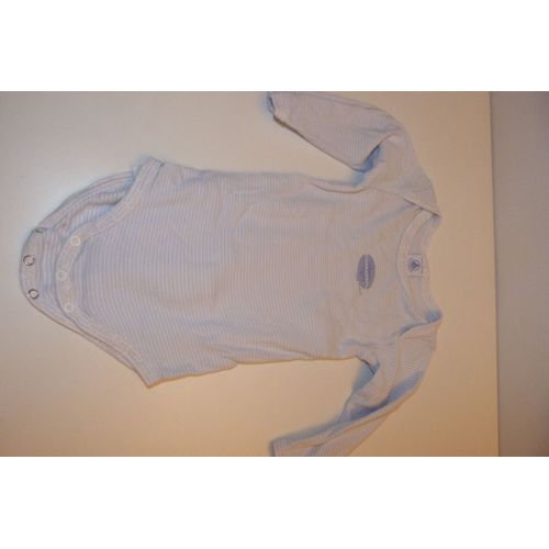 Body Petit Bateau Rayé Bleu Et Blanc Manches Longues 12 Mois