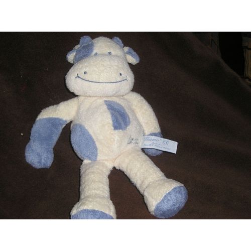 Doudou - Peluche Tiamo - Vache Bleu & Blanc - 33 Cm - Clara