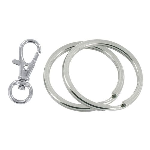 Anneaux Double Argent 2 Pièces Et Porte-Clés Mousqueton Argent 1 Pièce