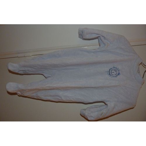 Pyjama Velours100% Baby Bleu 6 Mois