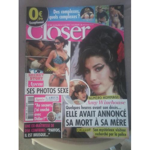 Closer 320 : Amy Winehouse Elle Avait Annoncé Sa Mort À Sa Mère , Ayem Ses Photos Sexe , Agnès
