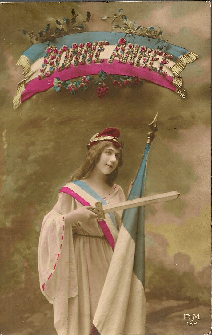 Carte Ancienne Bonne Annee Femme Avec Une Epee Et Un Drapeau Tirage Bromure G Piprot Vise Paris E M 132 Timbree Rakuten