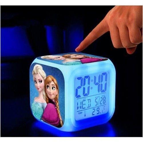 Reveil Horloge Cube led 7couleurs Reine des Neiges