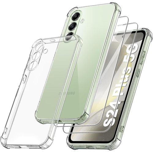 Coque Pour Samsung Galaxy S24 Plus ++ Et 2 Vitres Verre Trempé Silicone Transparent Antichocs