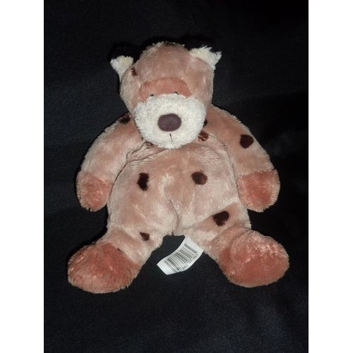 Doudou "Cmp", Peluche Ours, Beige Pois Marron, 20 Cm