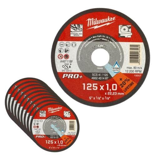 MILWAUKEE Coffret 10 disques à tronçonner PRO+ 125x1 MM - 4932478998 - 125 mm - x 10 - 1 mm - 22,23 mm