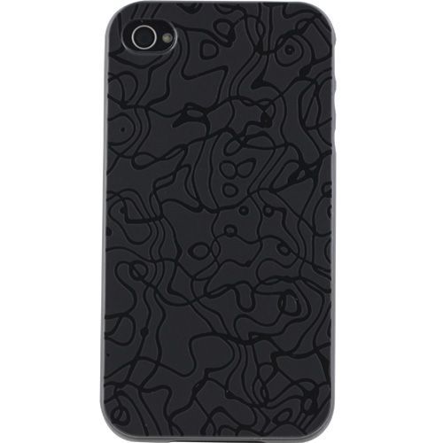 Housse Noire En Silicone Avec Motifs Graphiques En Relief Pour Iphone 4 Et 4s