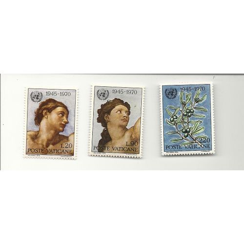 Poste Vaticane 1970 25 Ans Onu 3 Timbres Neufs