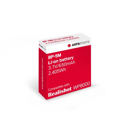 AGFA PHOTO - Batterie Li-on BP-5M ? 3.7V/650mAh 2.405Wh ? Pour Realishot WP8000