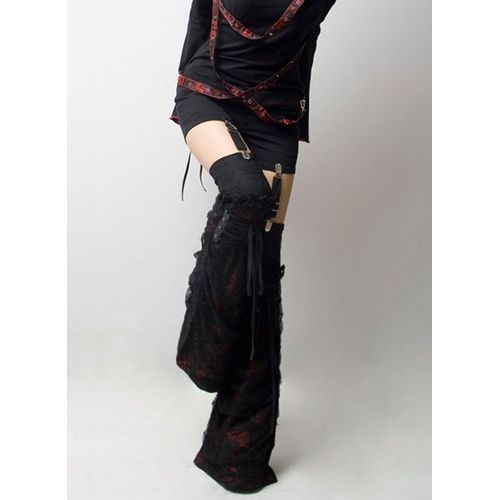 Pantalon Pantalon Punk Noir Gothique Émo Punk Rouge Dragon Dentelle Lacet