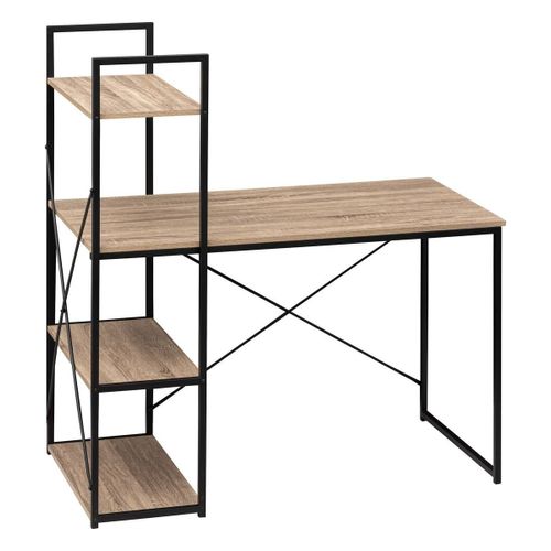 Bureau Moderne Avec Étagère - Fer Et Bois
