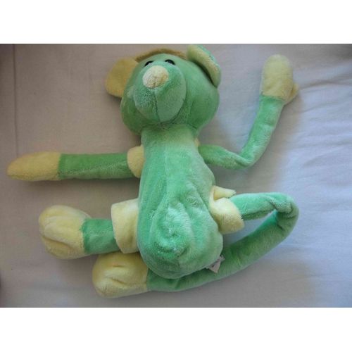 Peluche Doudou Ours Vert Jaune Cmp Pattes Coulissantes Grand Modèle: 45 Cm