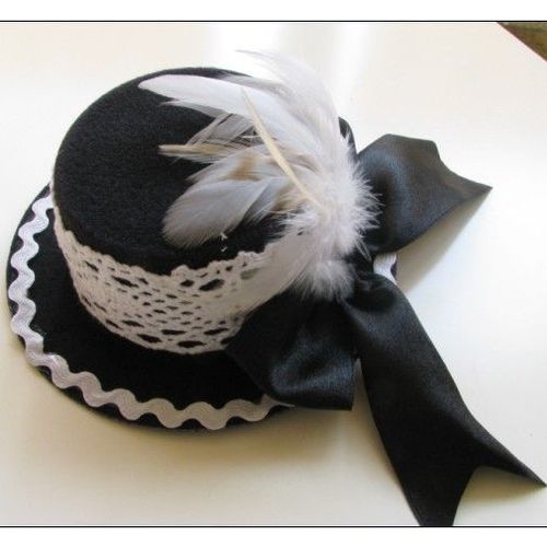 Bibi Chapeau Black Sugar  Mini Petit Chapeau Dentelle Noir  Barrette Pince Cheveux