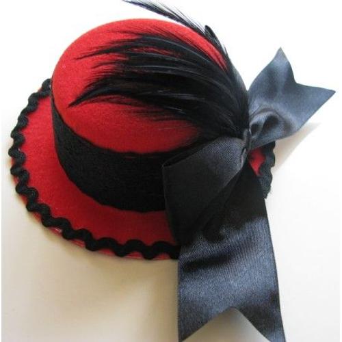 Chapeau Black Sugar Bibi Mini Petit Chapeau  Dentelle Noir Clou Barrette Pince Cheveux