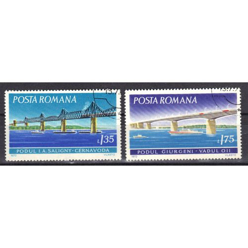 Roumanie 1972 : Ponts - Série De 2 Timbres Oblitérés