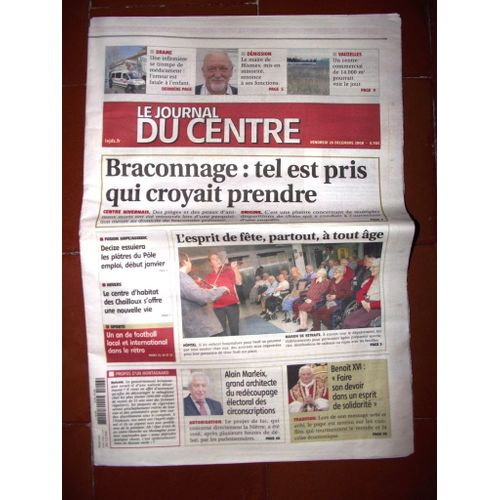 Le Journal Du Centre 26 Décembre 2008.Fusion Anpe/Assedic